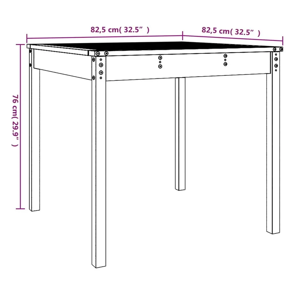 Black Solid Pine Garden Table for Outdoor Use