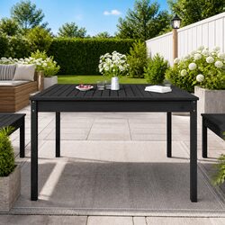 Solid Pine Wood Garden Table 121x82.5x76cm Black