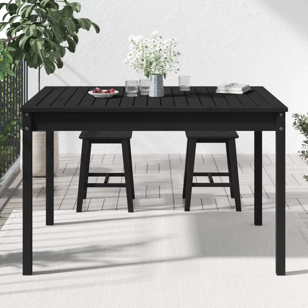 Solid Pine Wood Garden Table 121x82.5x76cm Black