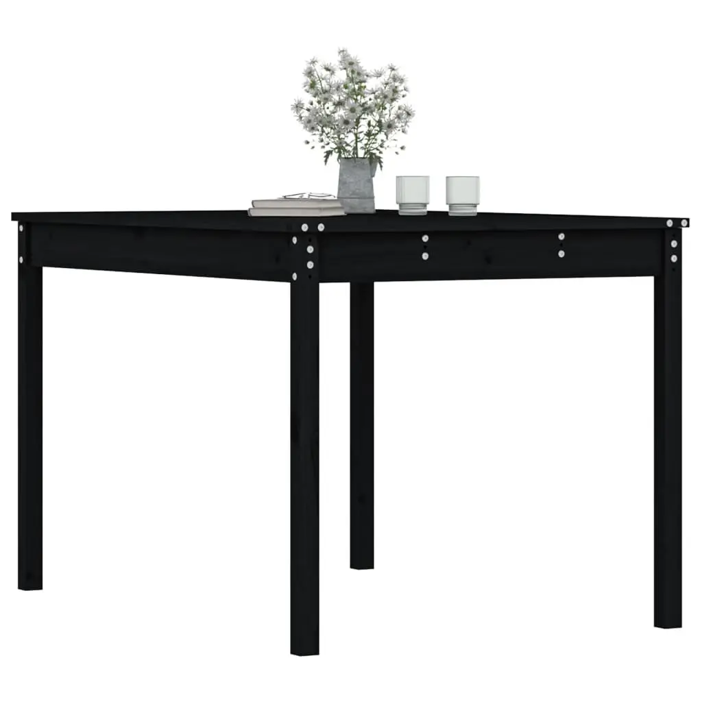Solid Pine Wood Garden Table 121x82.5x76cm Black