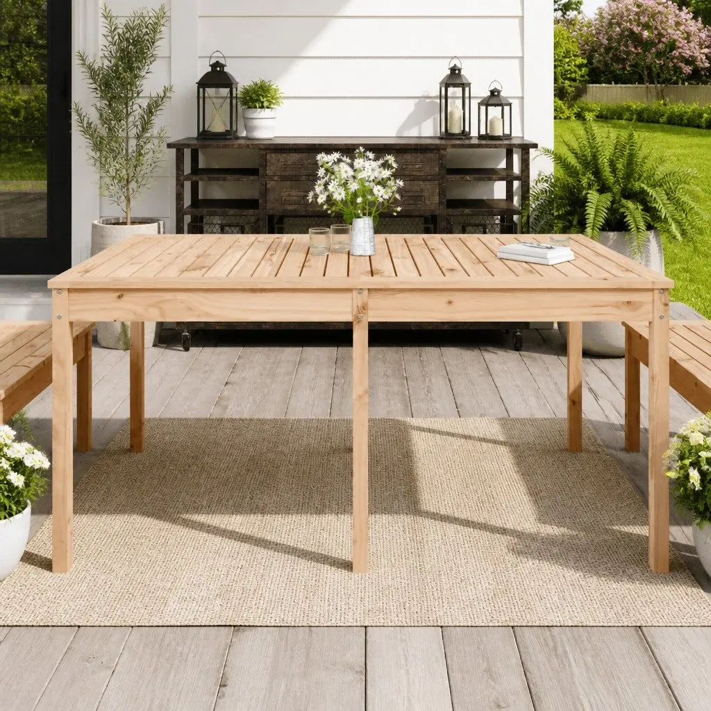 Solid Pine Wood Garden Table 159.5x82.5x76cm Outdoor Patio Furniture Brown