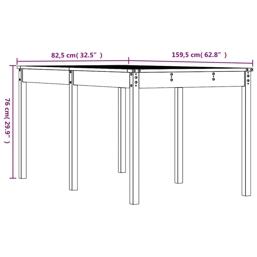Solid Pine Wood Garden Table 159.5x82.5x76cm Outdoor Patio Furniture Brown
