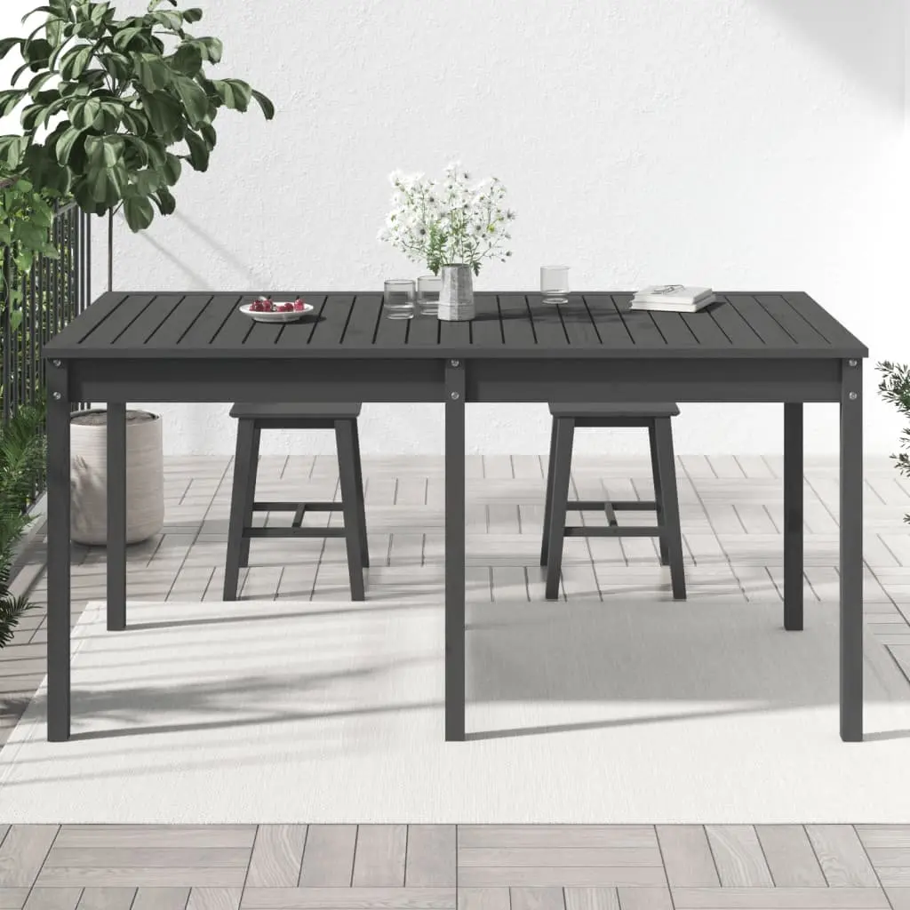 Grey Solid Wood Garden Table for Outdoors 159.5x82.5x76cm
