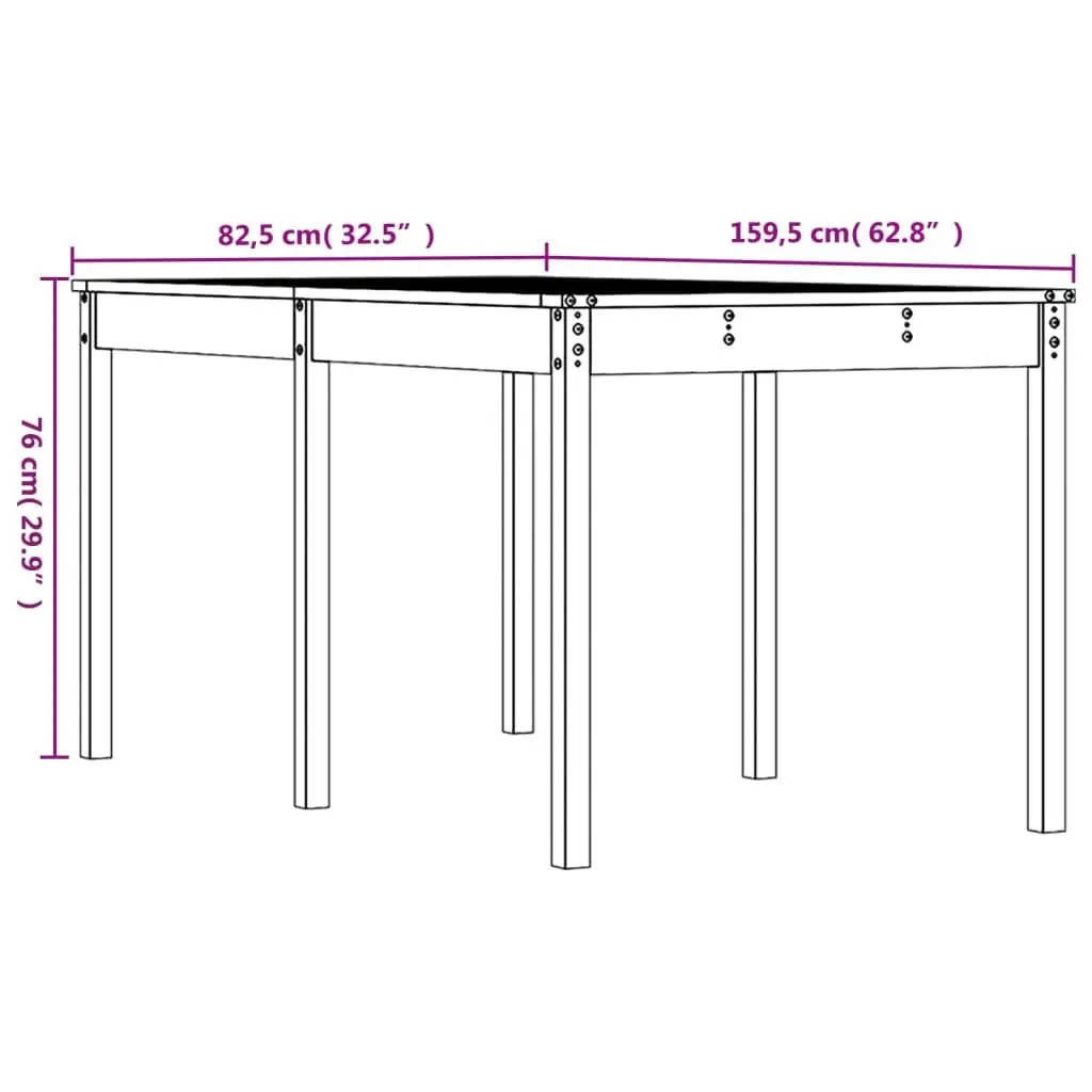 Solid Pine Wood Garden Table for Outdoor Areas