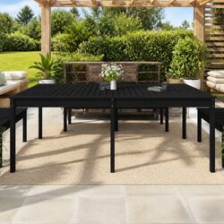 Solid Pine Wood Garden Table in Black 203.5x100x76cm