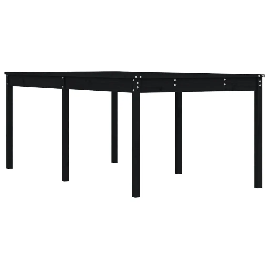 Solid Pine Wood Garden Table in Black 203.5x100x76cm