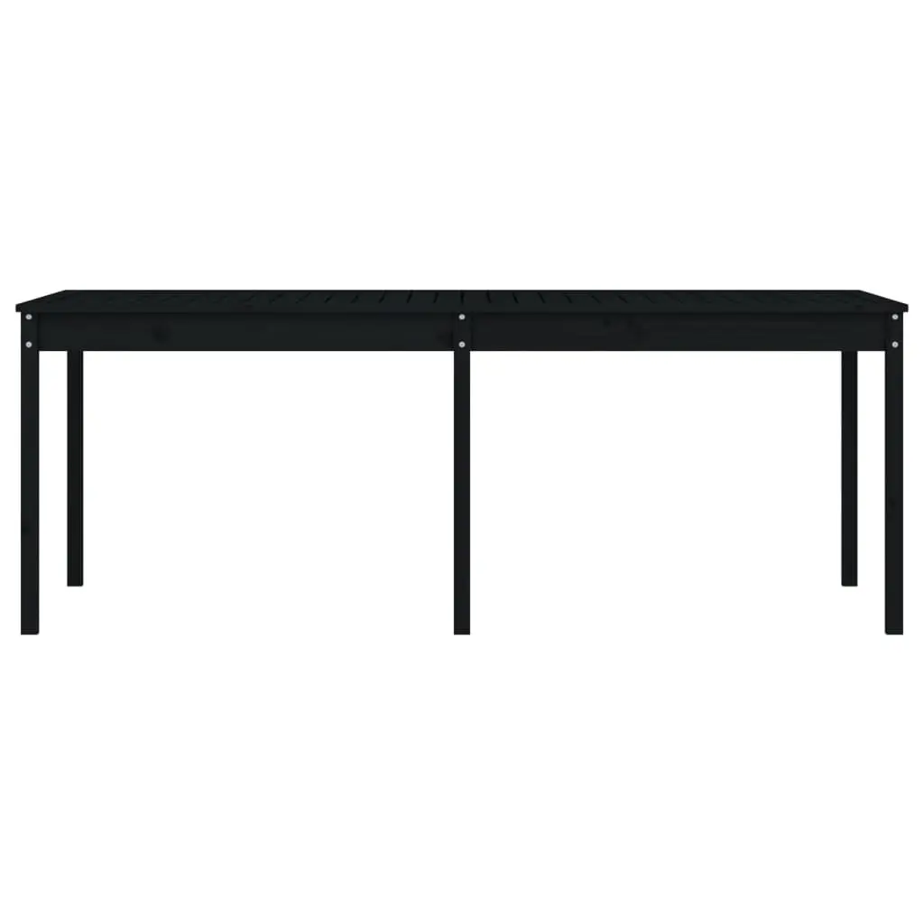 Solid Pine Wood Garden Table in Black 203.5x100x76cm