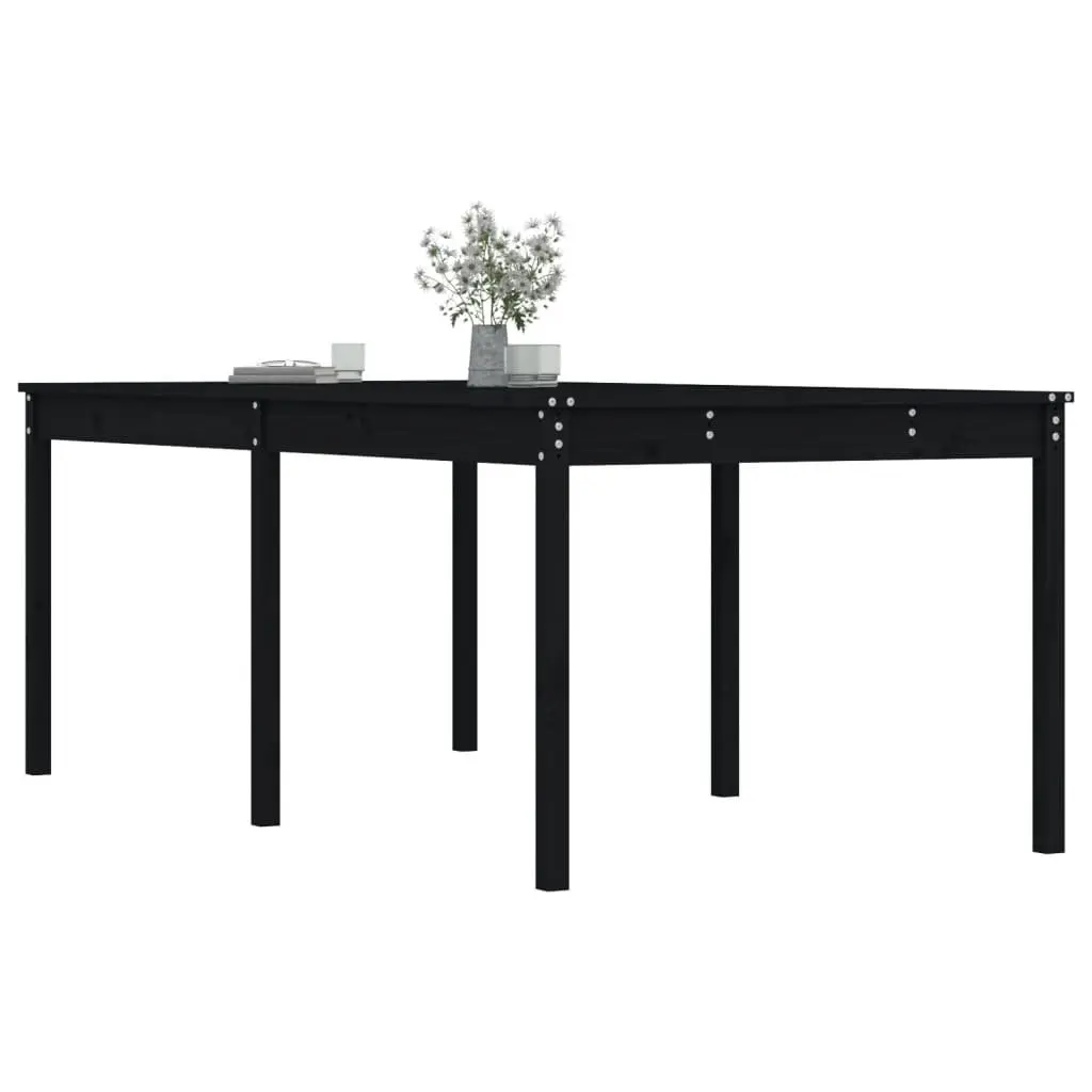Solid Pine Wood Garden Table in Black 203.5x100x76cm
