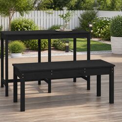 Sturdy Black Pine Garden Bench with Timeless Design