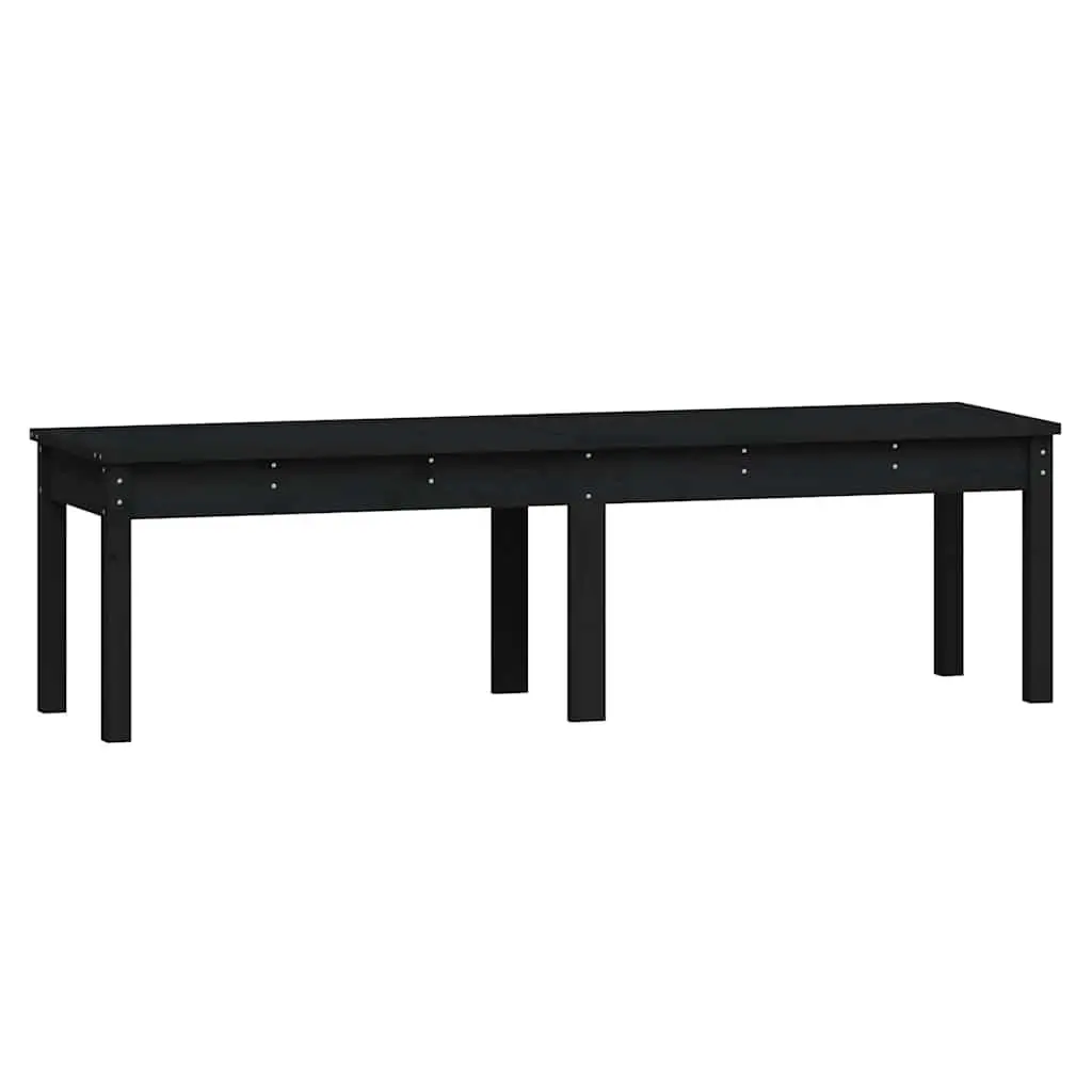Black Wooden 2-Seater Garden Bench for Outdoors