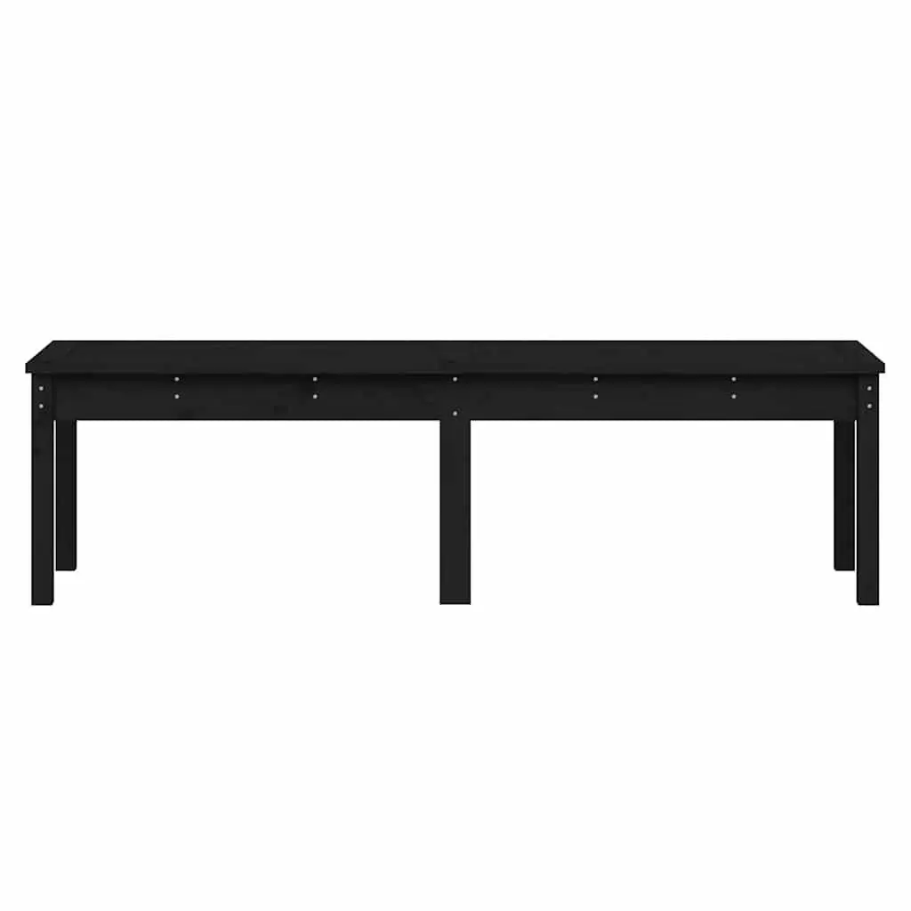 Black Wooden 2-Seater Garden Bench for Outdoors