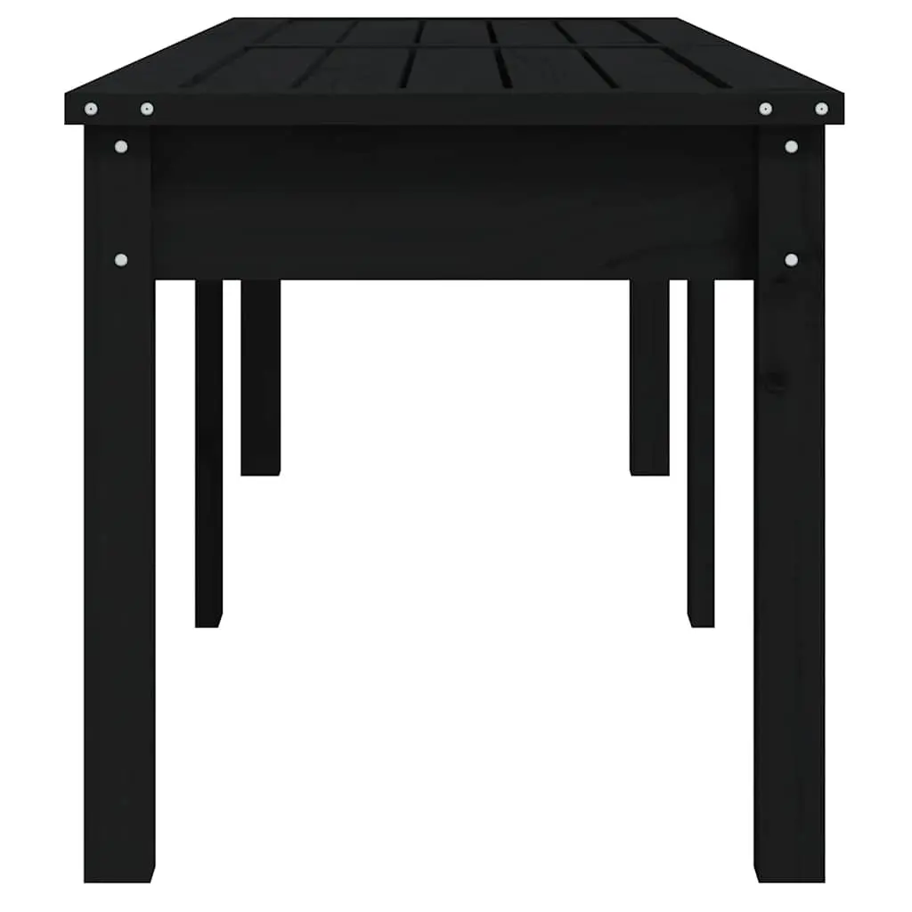 Black Wooden 2-Seater Garden Bench for Outdoors