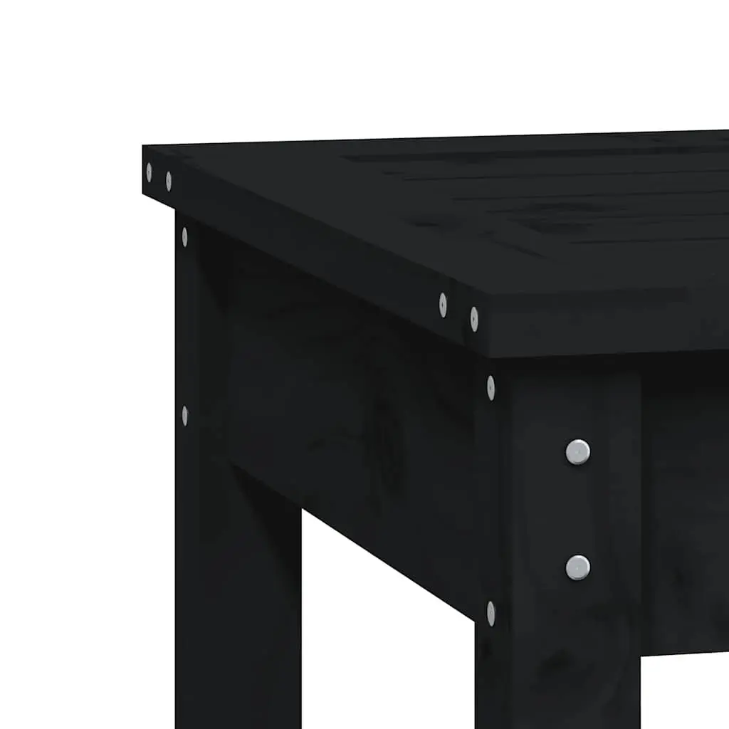 Black Wooden 2-Seater Garden Bench for Outdoors