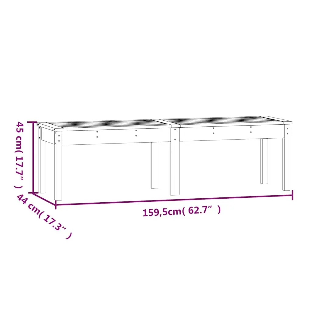 Black Wooden 2-Seater Garden Bench for Outdoors