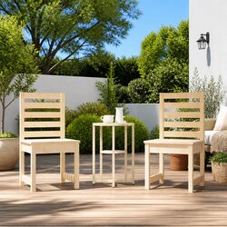 Solid Wood Pine Outdoor Garden Chairs Set of 2 Brown