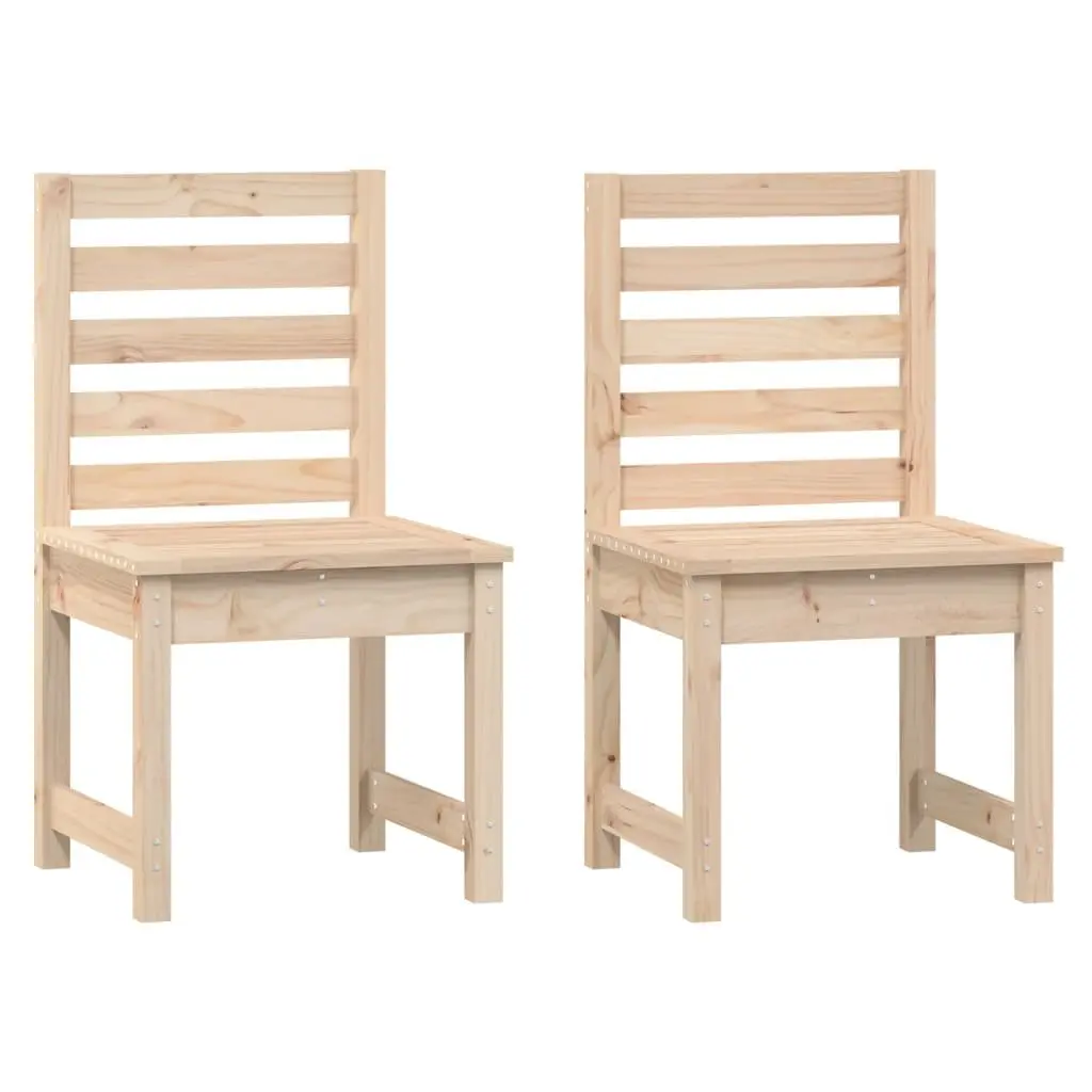 Outdoor Garden Chairs Solid Pine Wood 50W x 48D x 91.5H cm Brown Set of 2