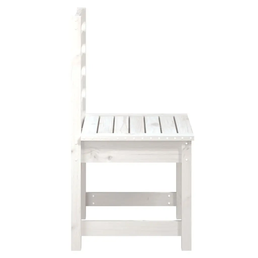 White Solid Wood Pine Garden Chairs 2 pcs for Outdoor Use