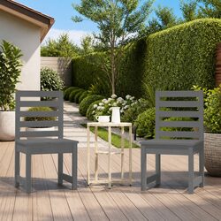 Set of 2 Grey Wooden Outdoor Garden Chairs for Relaxation