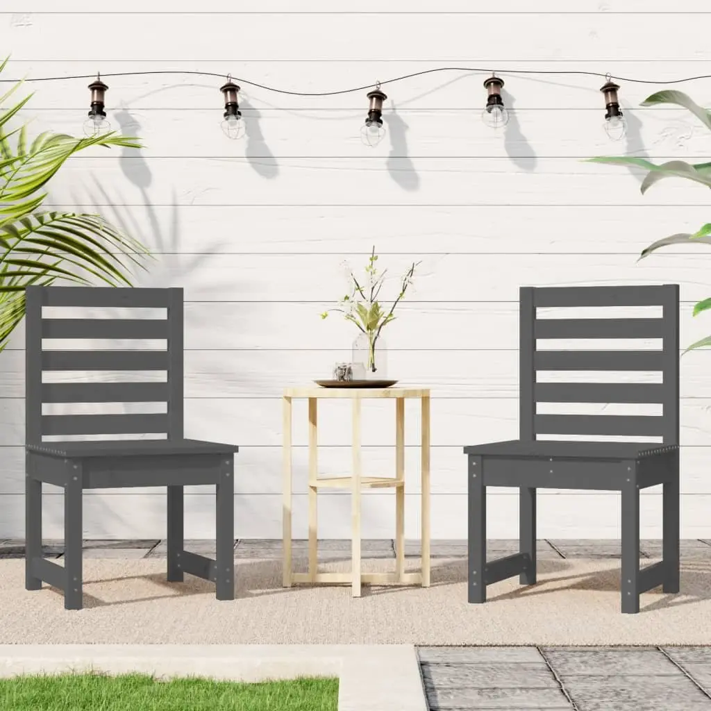 Set of 2 Grey Wooden Outdoor Garden Chairs for Relaxation