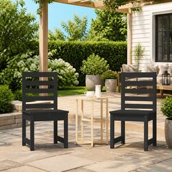 Black Wooden Garden Chairs Set of 2 for Outdoor Use