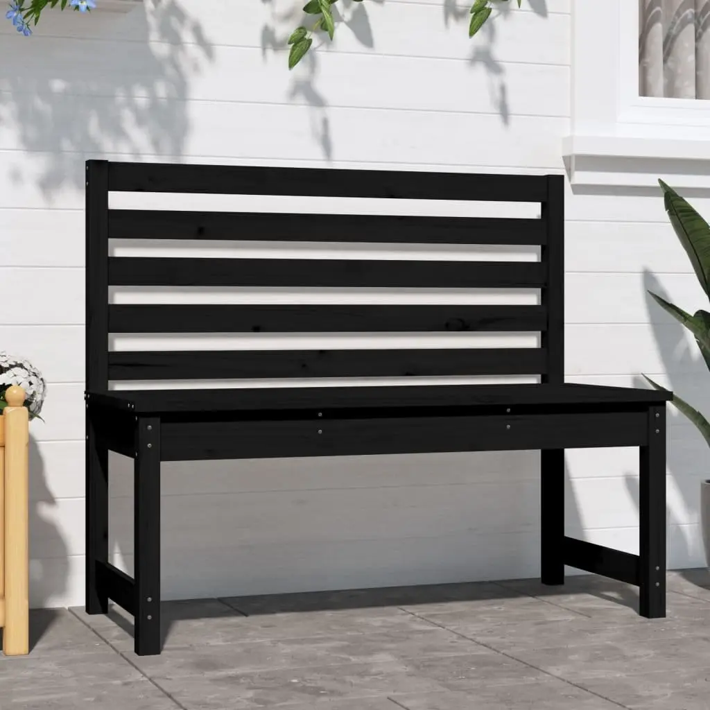 Outdoor Garden Bench Solid Pine Wood 109cm Black