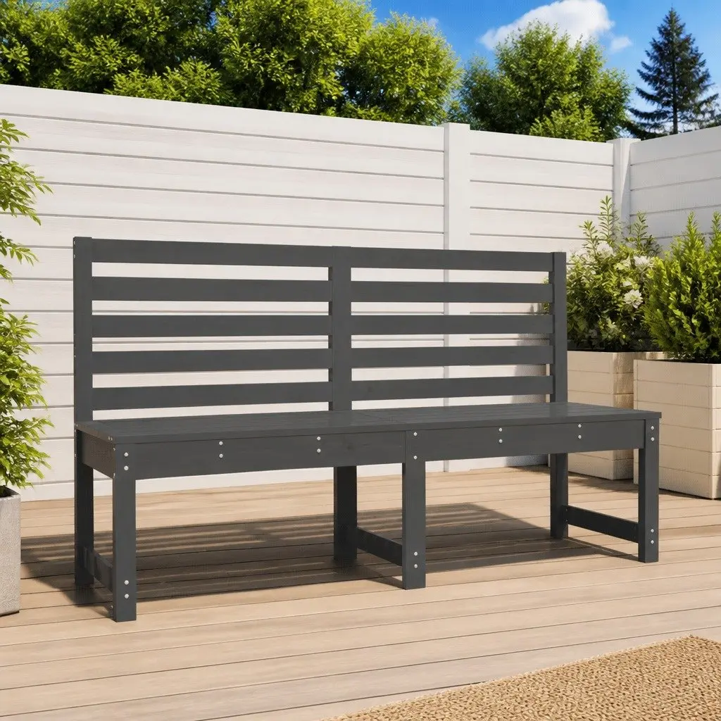 Grey Wooden Garden Bench with Backrest 157.5 cm