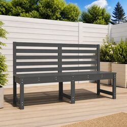 Durable Grey Wooden Garden Bench with Backrest 157.5 cm