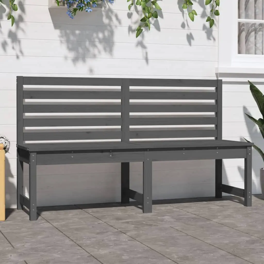 Grey Wooden Garden Bench with Backrest 157.5 cm