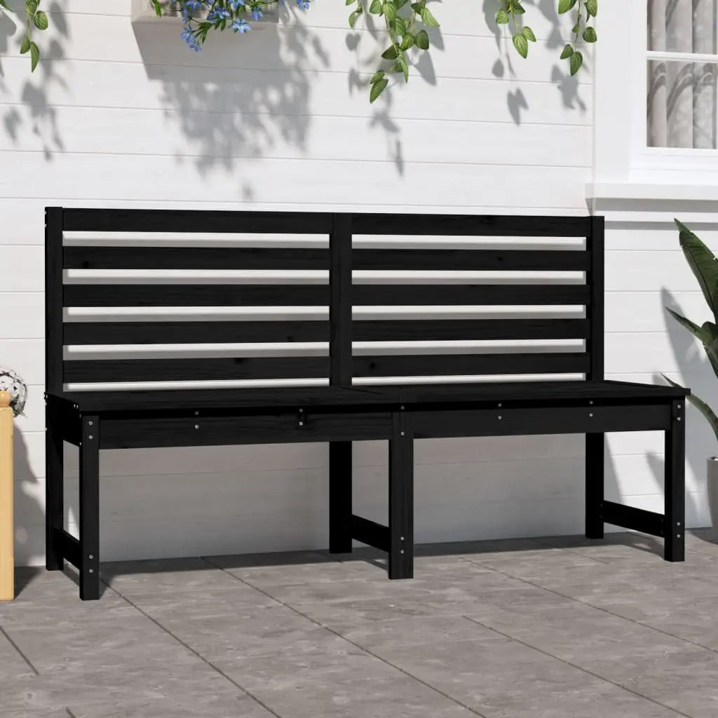 Garden Bench Solid Pine Wood 157.5cm Black Outdoor Backrest Patio Seating