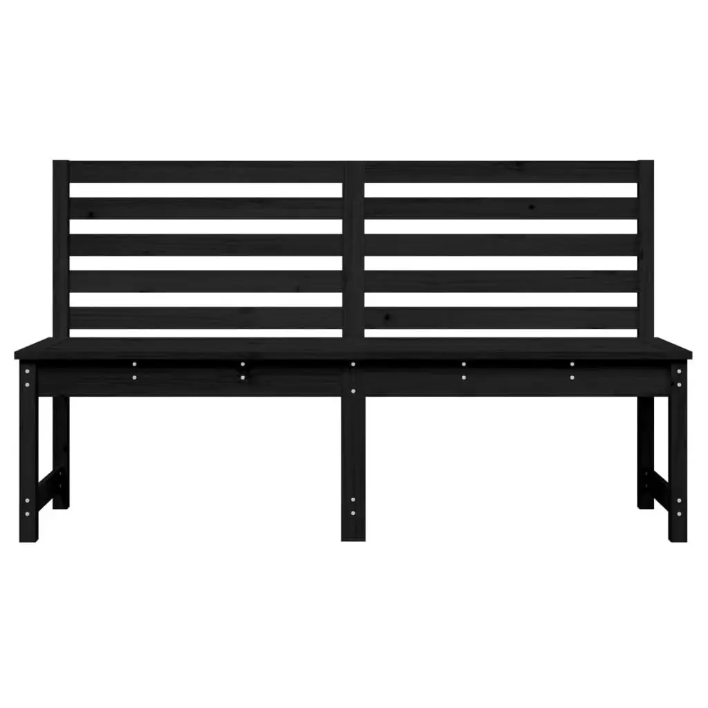 Garden Bench Solid Pine Wood 157.5cm Black Outdoor Backrest Patio Seating