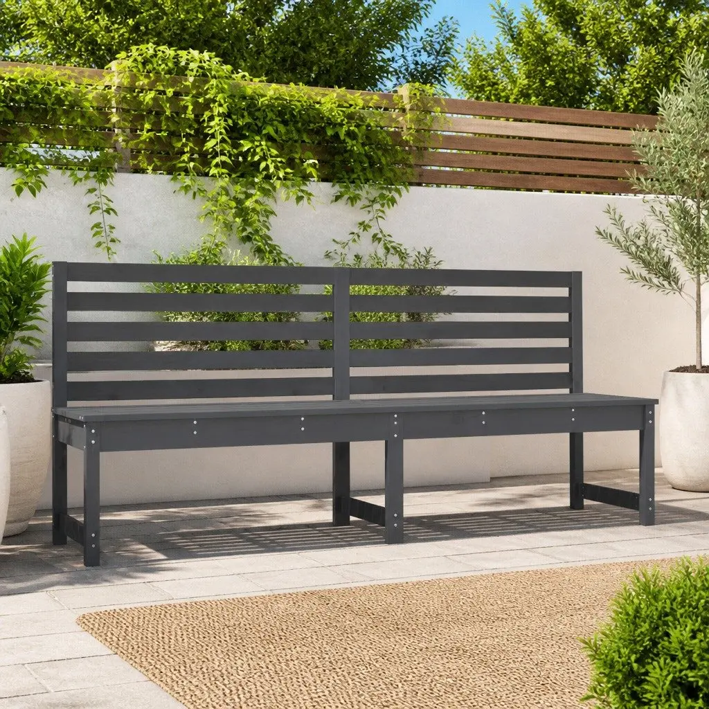 Solid Wood Grey Garden Bench for Outdoor Spaces 201.5cm