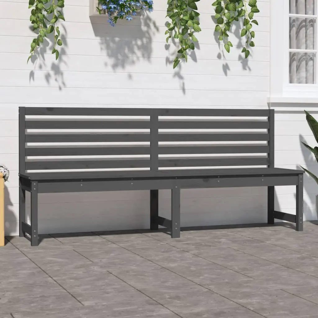 Solid Wood Grey Garden Bench for Outdoor Spaces 201.5cm
