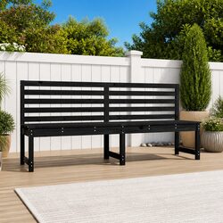 Black Solid Pine Wood Outdoor Garden Bench 201.5cm