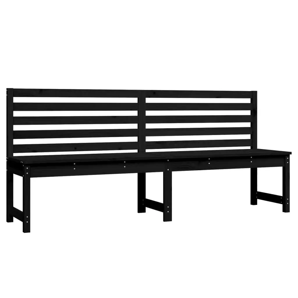 Black Solid Pine Wood Outdoor Garden Bench 201.5cm