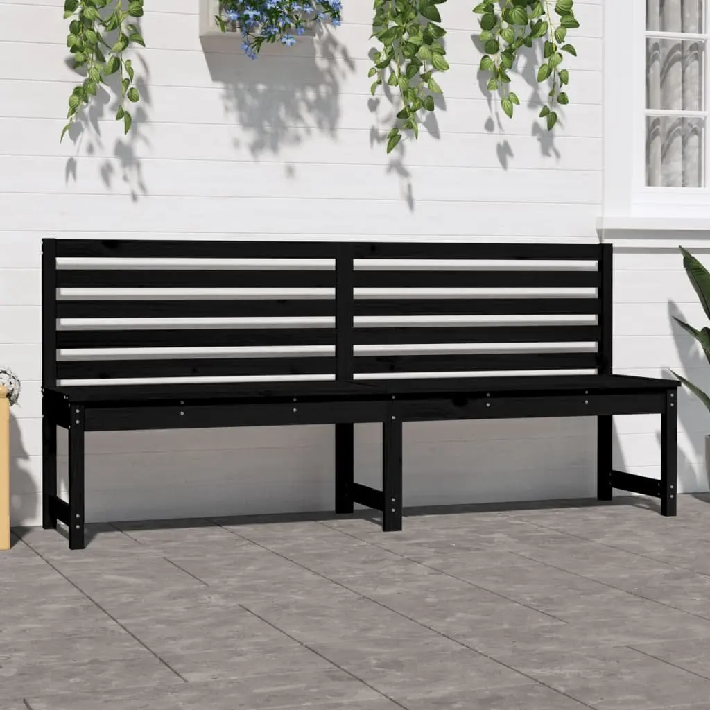 Black Solid Pine Wood Outdoor Garden Bench 201.5cm