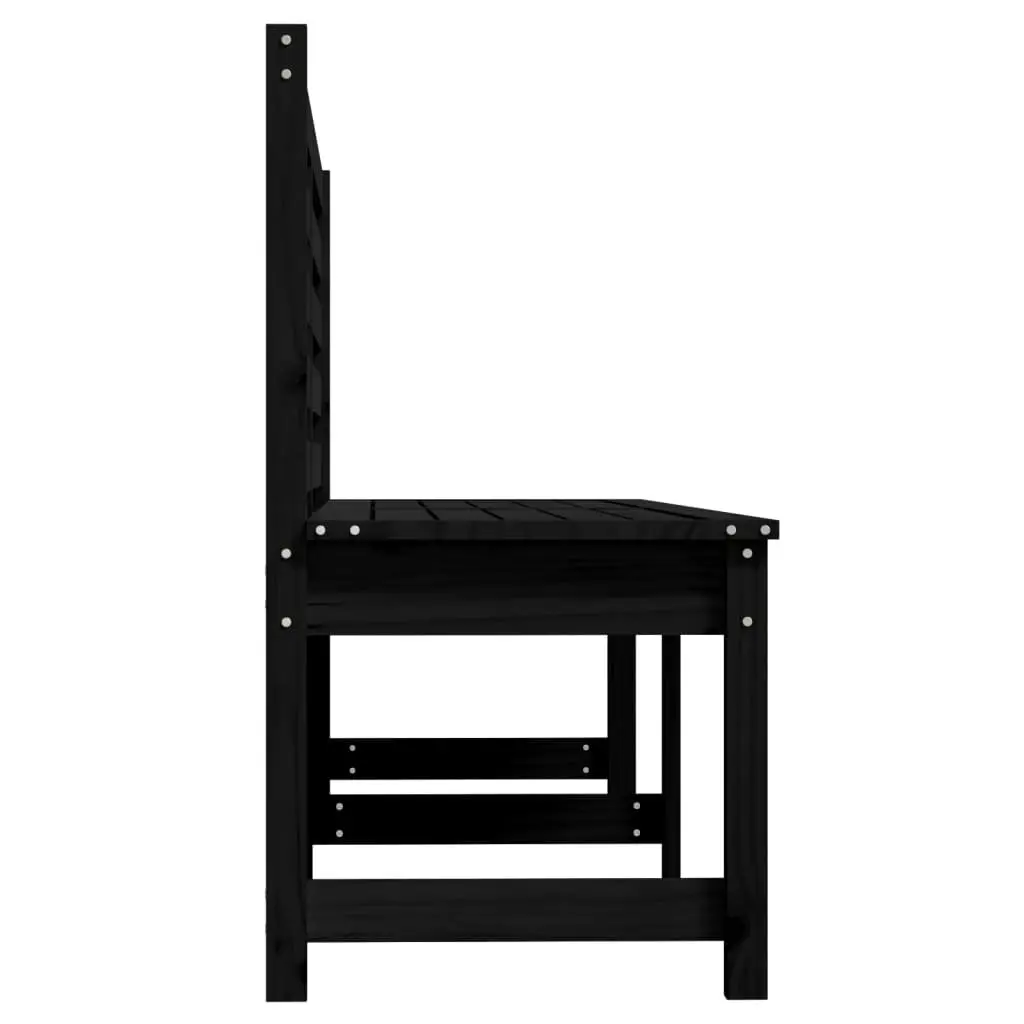 Black Solid Pine Wood Outdoor Garden Bench 201.5cm