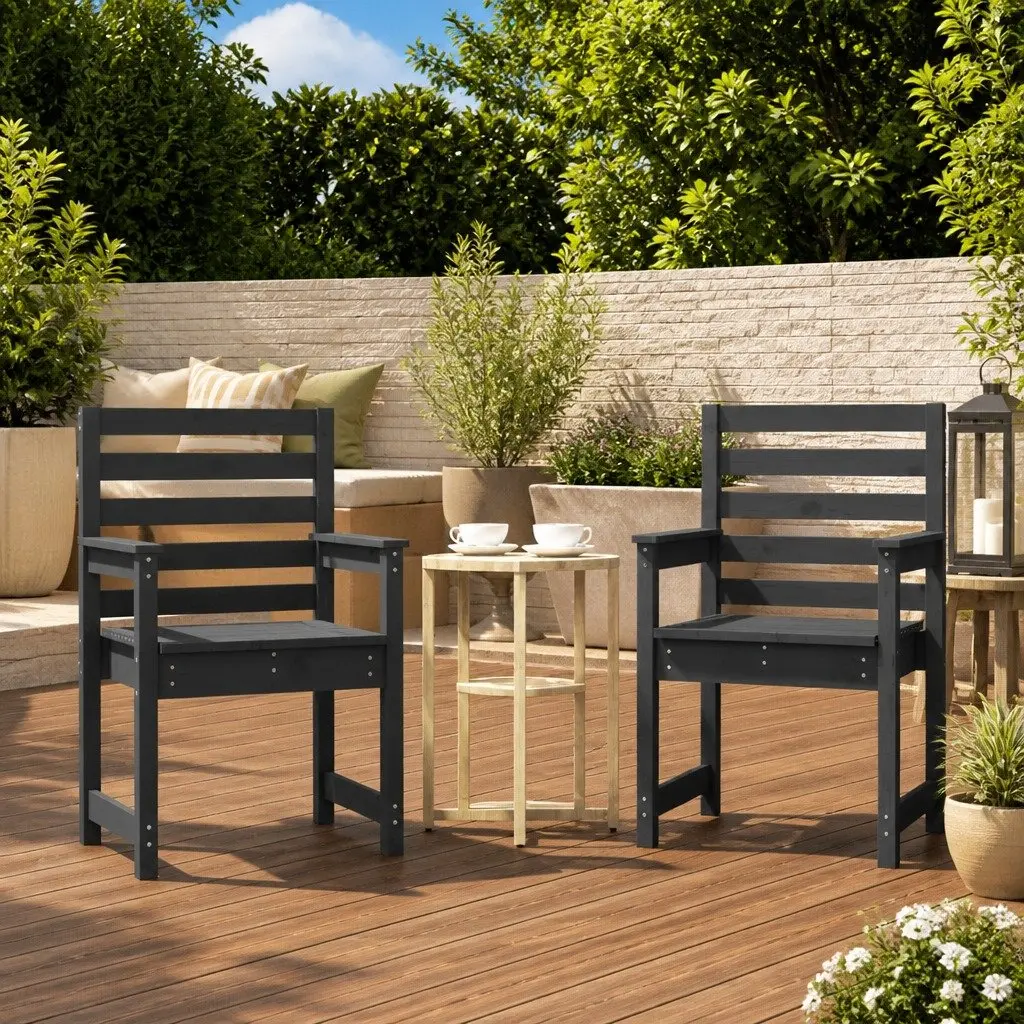 Solid Wood Grey Garden Chairs Set for Outdoor Comfort
