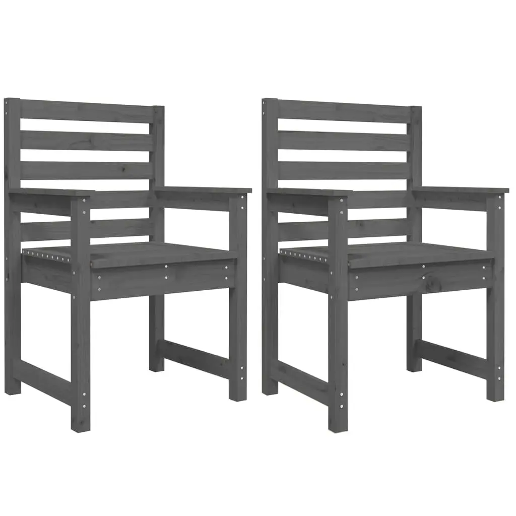 Solid Wood Grey Garden Chairs Set for Outdoor Comfort