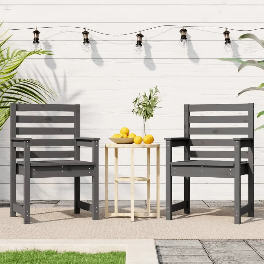 Solid Wood Grey Garden Chairs Set for Outdoor Comfort