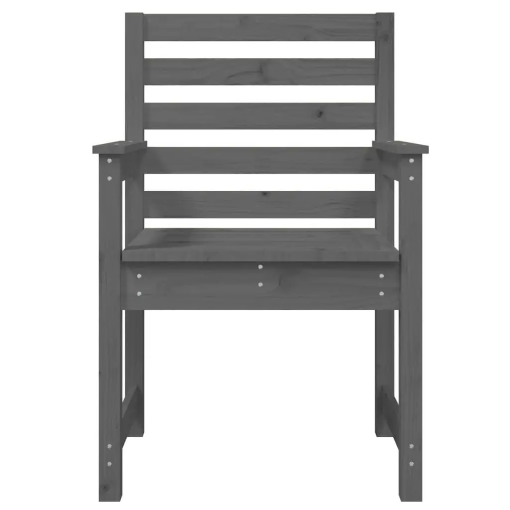 Solid Wood Grey Garden Chairs Set for Outdoor Comfort