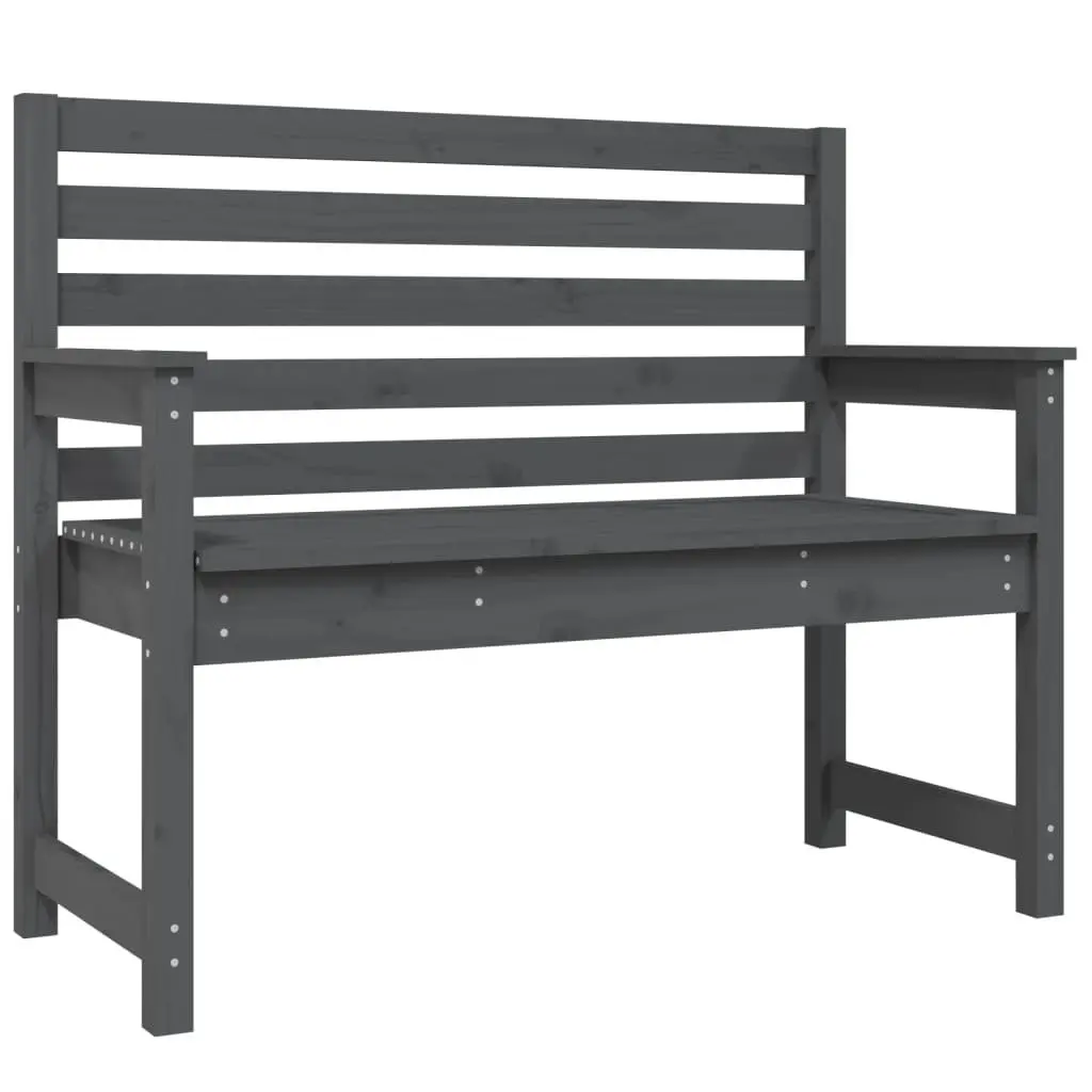 Garden Bench Solid Pine Wood Grey 109 x 48 x 91.5 cm Outdoor Seating with Backrest and Armrests