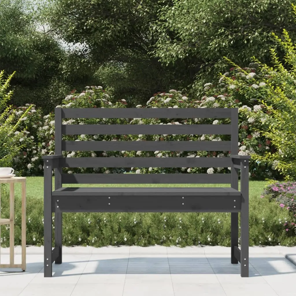 Garden Bench Solid Pine Wood Grey 109 x 48 x 91.5 cm Outdoor Seating with Backrest and Armrests