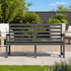 Outdoor Garden Bench Grey Solid Wood Pine with Backrest Armrests Patio Seating