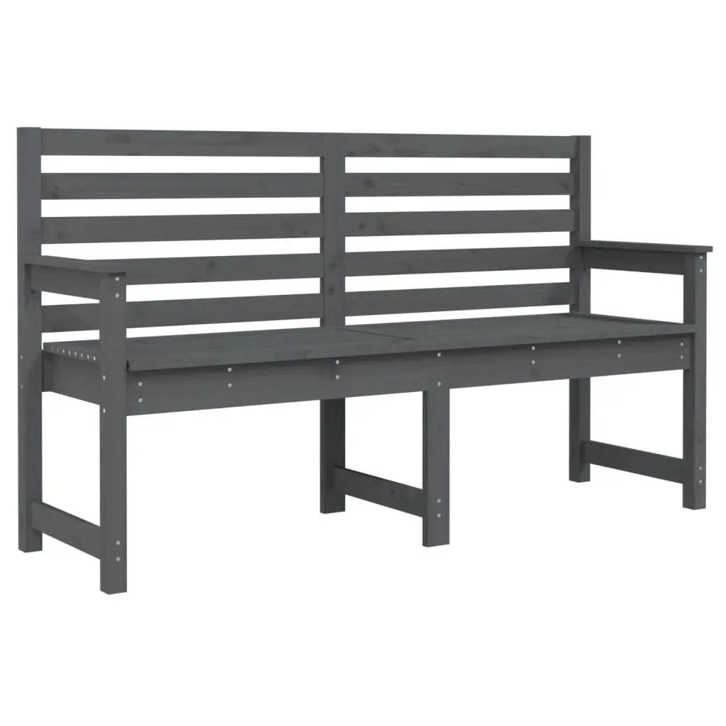 Grey Solid Wood Garden Bench with Armrests