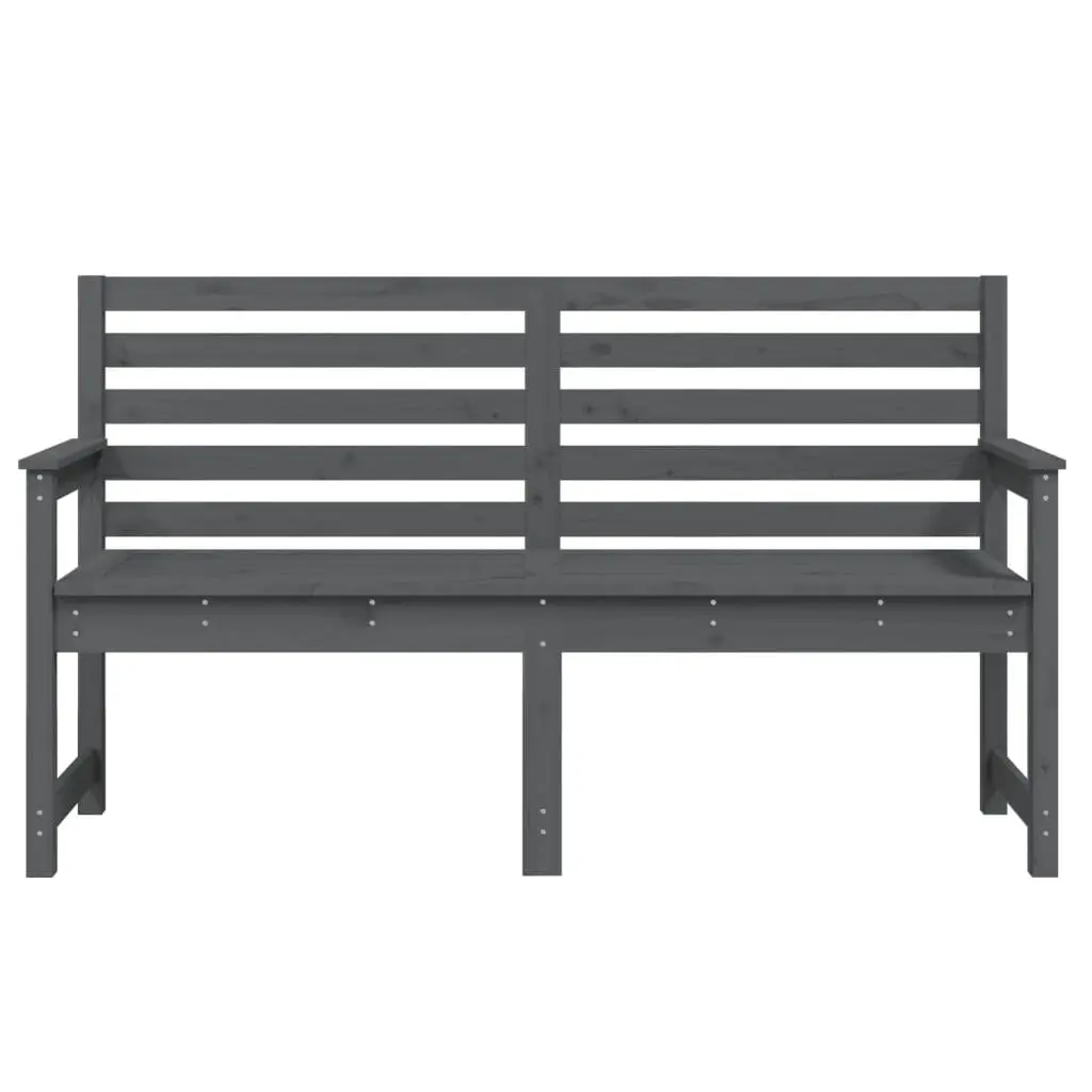 Grey Solid Wood Garden Bench with Armrests