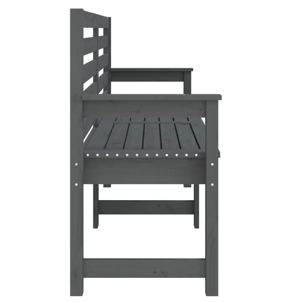 Grey Solid Wood Garden Bench with Armrests