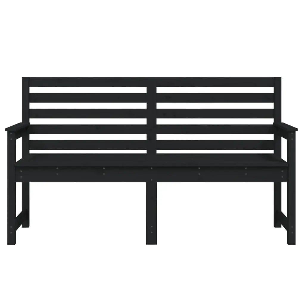 Garden Bench Solid Pine Wood 159.5x48x91.5cm Black Outdoor Seating with Backrest and Armrest