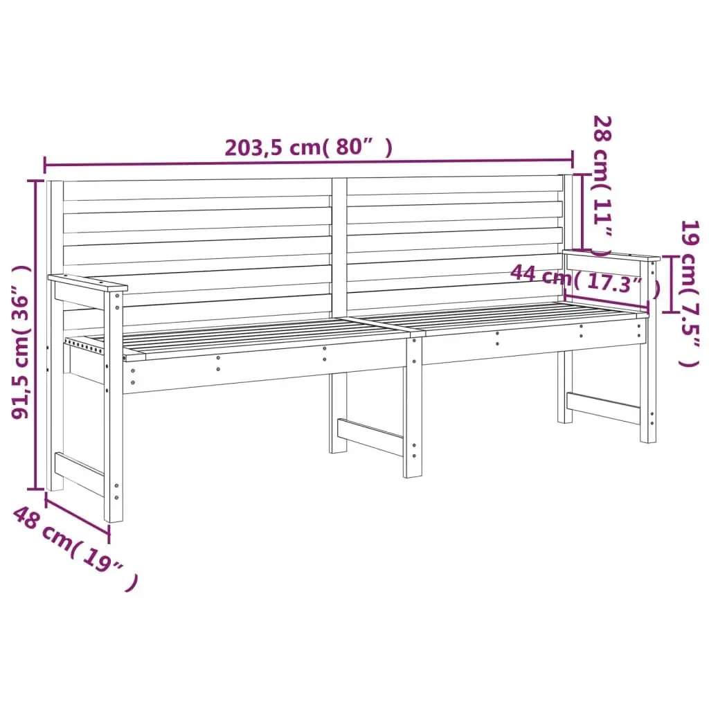 Garden Bench Outdoor Wooden Seating with Armrests and Backrest Patio Furniture