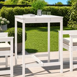 Solid Wood Pine Garden Table White 82.5x82.5x110 cm
