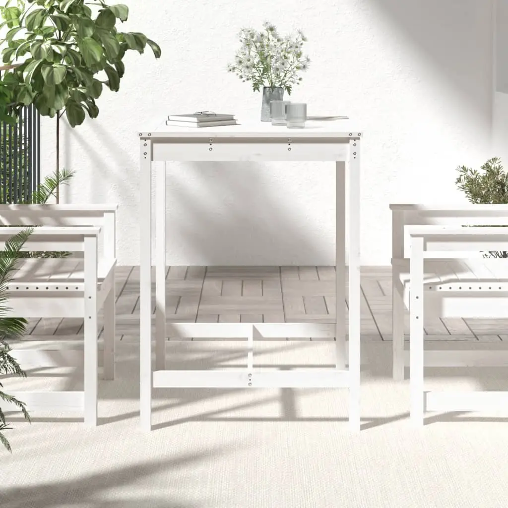 Garden Table Solid Pine Wood 82.5x82.5x110 cm White Outdoor Patio Furniture